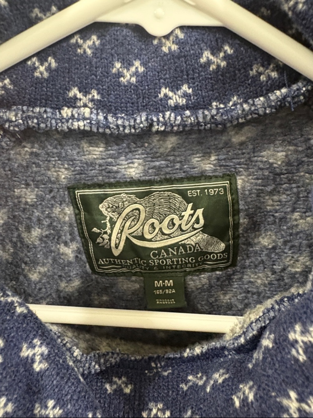 Roots Blue and White Fair Isle Cowl Neck Sweater - Picture 3 of 3